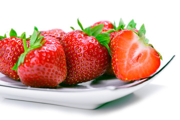 Strawberries on a white plate