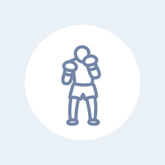 Boxer line icon, boxing pictogram isolated on white, vector illustration