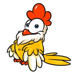 Chicken cheerful cartoon illustration isolated image animal character 
