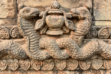 Statue of two snakes in Durbar Square,Bhaktapur,Nepal