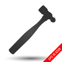 Hammer icon. Simple flat logo of hammer on white background. Vector illustration.
