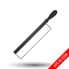 Saw icon. Simple flat logo of saw on white background. Saw picture. Vector illustration.