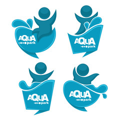 vector collection of aqua park and swimming actions logo, emblem