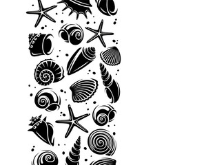 Seashells background. Vector