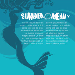 summer time with beautiful mermaid, brochure and flyer template