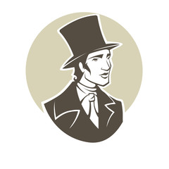Elegant young man of the nineteenth century. vector portrait