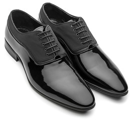 Black Patent Leather Men Shoes Isolated