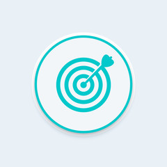 target with arrow icon, goal achievement concept with arrow in the center of a target, vector illustration