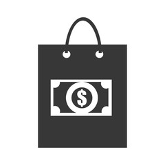 black shopping bag with white bill icon over isolated background, commerce concept,vector illustration