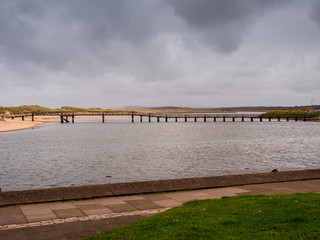 Passenger bridge accross to the small island at Lossiemouth, Morray Firth, Scotland, UK,