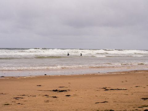25th May 2016. Lossiemouth, Morray Firth, Scotland, UK. Surfers preparing to surf at Lossiemouth beach