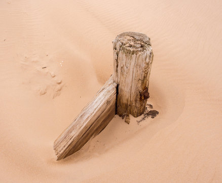 Wooden groynes on the beach at Lossiemouth, Morray Firth, Scotland, UK,