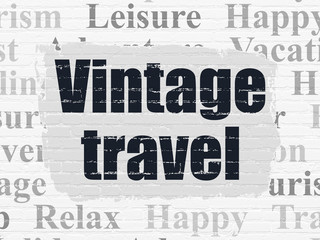 Vacation concept: Vintage Travel on wall background