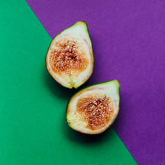 figs fruits on trendy background, minimal style, healthy summer concept