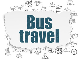 Tourism concept: Bus Travel on Torn Paper background
