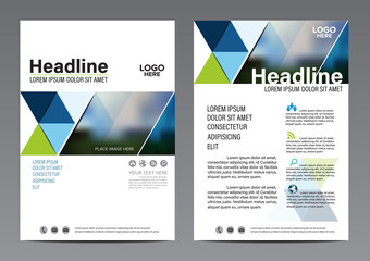 Blue Flat Triangle pattern. Brochure Annual Report Flyer design template. Leaflet cover Presentation. illustration vector in A4 size