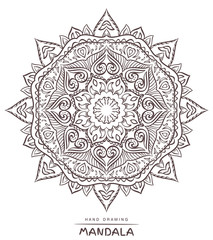 Mandala with decorative elements for coloring on white backgroun