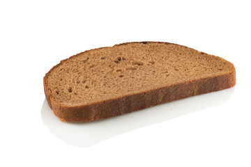 slice of rye bread on white background