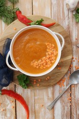 Lentil soup with eggplant
