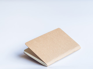 Close-up of blank brown handmade book