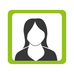avatar woman on green frame over isolated background ,vector illustration