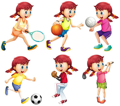 Girl doing different type of sports