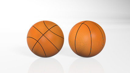 Obraz premium Two basketballs isolated on white background, 3D illustration