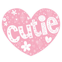 cutie heart shaped lettering design