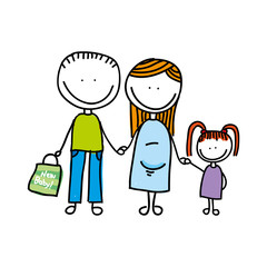 happy family drawing isolated icon design