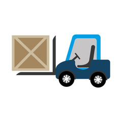 beige and brown box on blue freight car over isolated background, vector illustration 