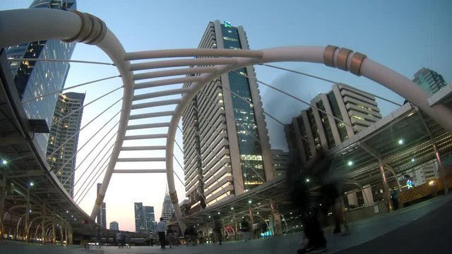 4k timelapse: Sathorn bridge intersection at night , time lapse , Bangkok Landmark , Thailand