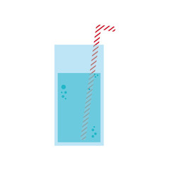 glass of water with straw , Vector illustration over white background