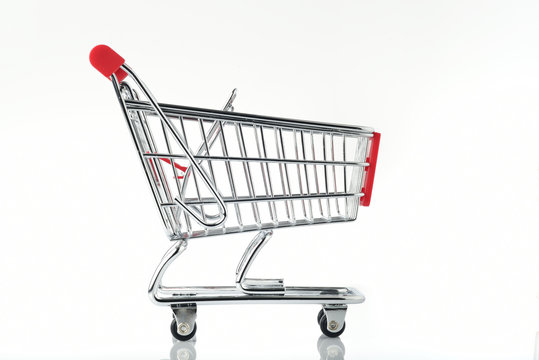 Side View of Shopping Cart / High resolution image of shopping cart on white background shot in studio