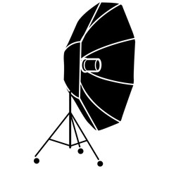 Studio flash with umbrella icon in simple style