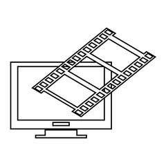 computer monitor and film roll , Vector illustration over white background