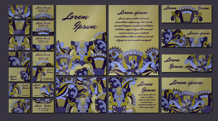 colorful greeting invitation card illustration set. Flower design concept collection
