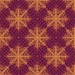 Christmas collection. Seamless with icons of mandala ornament. 