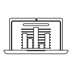 laptop with bar graph , Vector illustration