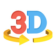 3D rotate button sign icon. Vector.