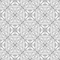  Moroccan floral monochrome seamless ornament.