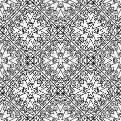  Moroccan floral monochrome seamless ornament.