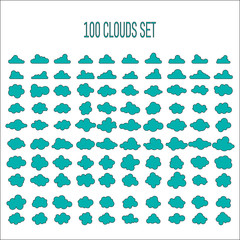 100 Cloud shapes collection. Cloud icons for cloud computing web and app. Simplus series