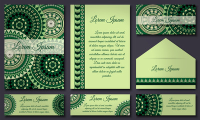 Invitation card collection. Ethnic decorative elements. Islam, Arabic, Indian, ottoman motifs.