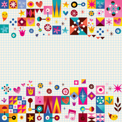 hearts, stars and flowers abstract art background design elements