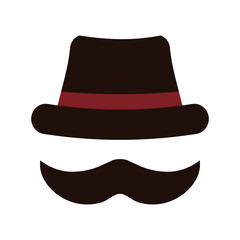 Hat and mustache icon. Hipster style concept, vector graphic 