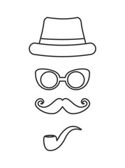 Hat, glasses and mustache icon. Hipster style concept, vector gr