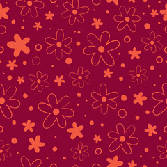 Fototapeta na wymiar red flowers seamless pattern