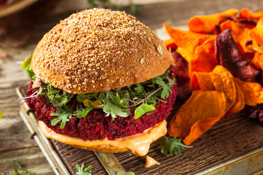 Healthy Baked Red Vegan Beet Burger