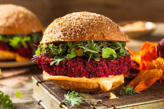 Healthy Baked Red Vegan Beet Burger
