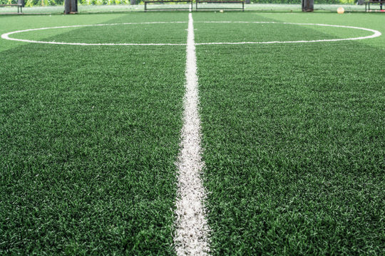 Football field made from artificial grass